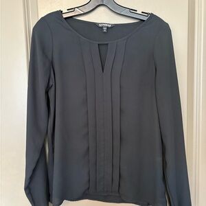 Express Charcoal Long Sleeve Blouse